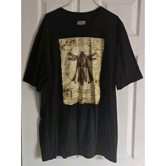 Star Wars Darth Vader Vitruvian Man Graphic Shirt Mens Size 2X XXL Black Beige - Picture 3 of 11